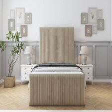 Sloomy Kingsley Almond Coniston Bed Frame With Mattress With 50" Upholstered Headboard 4' Small Double