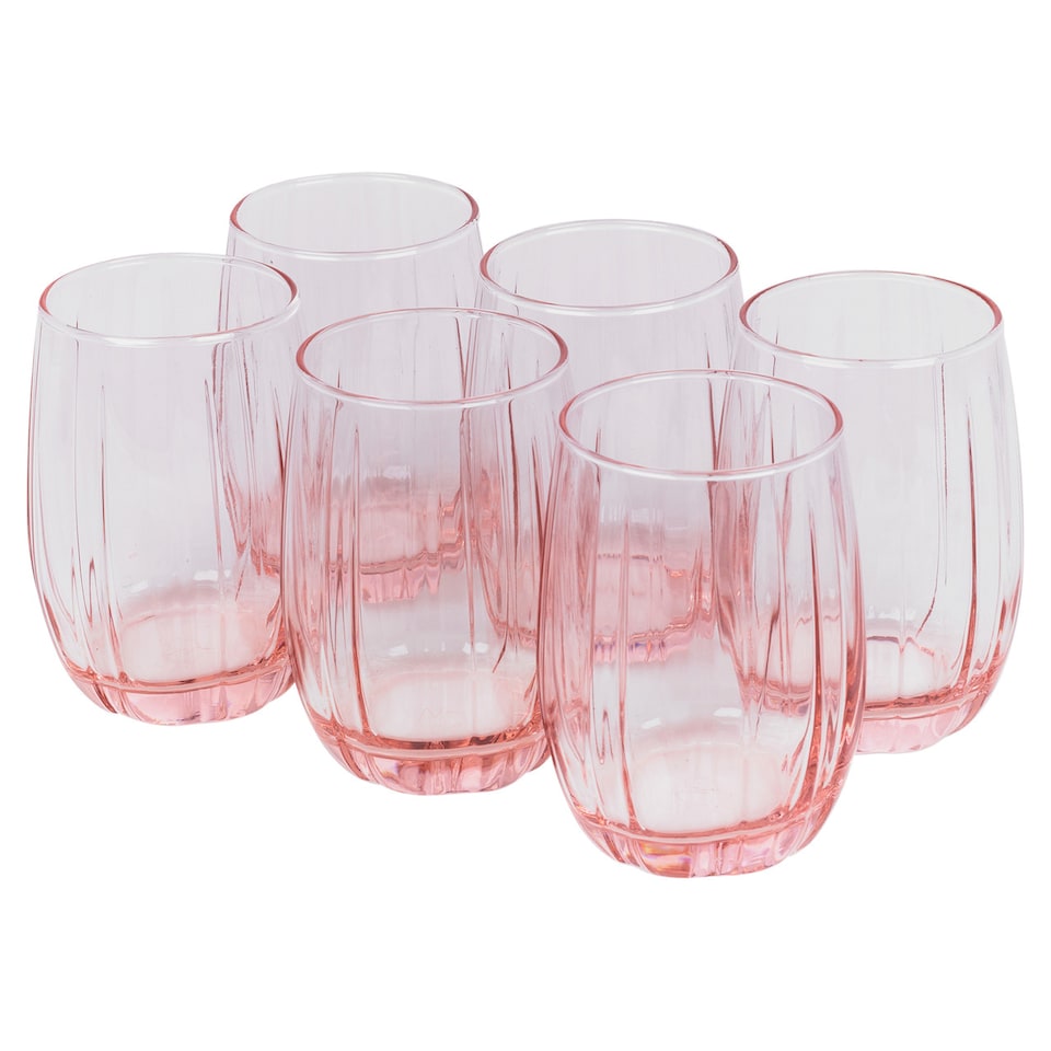 image 1 of Pasabahce Coloured Drinking Glasses Tumblers Set | Pink | Pink 240ml | Set of 6 | 6