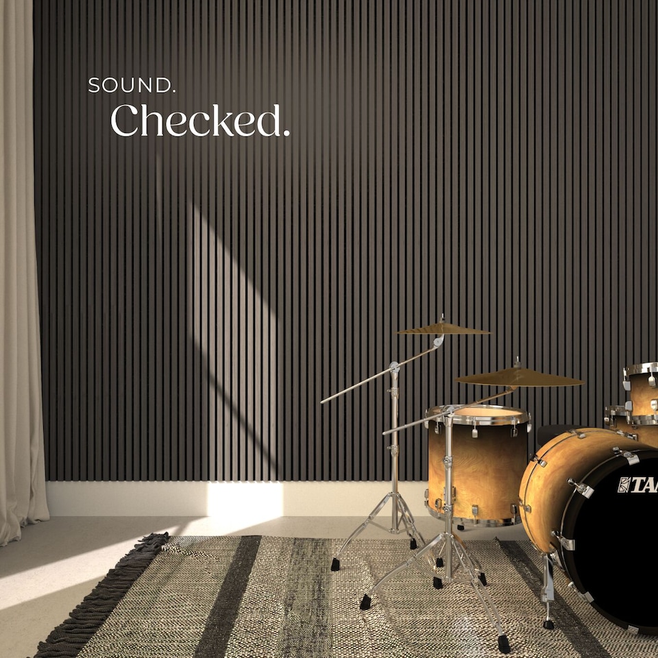 image 1 of Acoustic Wall Panels with Wood Veneer Slats, Thick Felt and Easy to Install | Grey | oak gray | 120 x 60 x 120 cm | 4