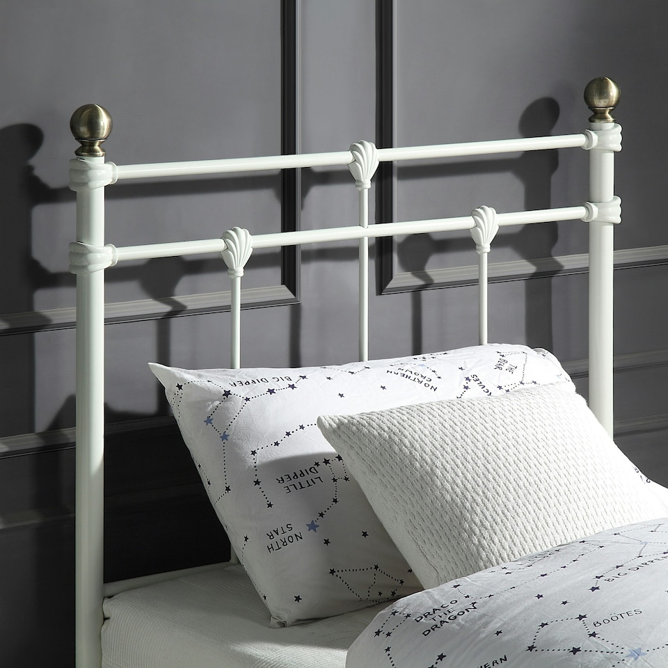 image 1 of Bayford Traditional Vintage Style White Metal Bed Frame (Single) | White | White | Single