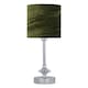 image 2 of First Choice Lighting Set of 2 Chrome Jewelled Table Lamp with Green Crushed Velvet Shades Chrome | Green