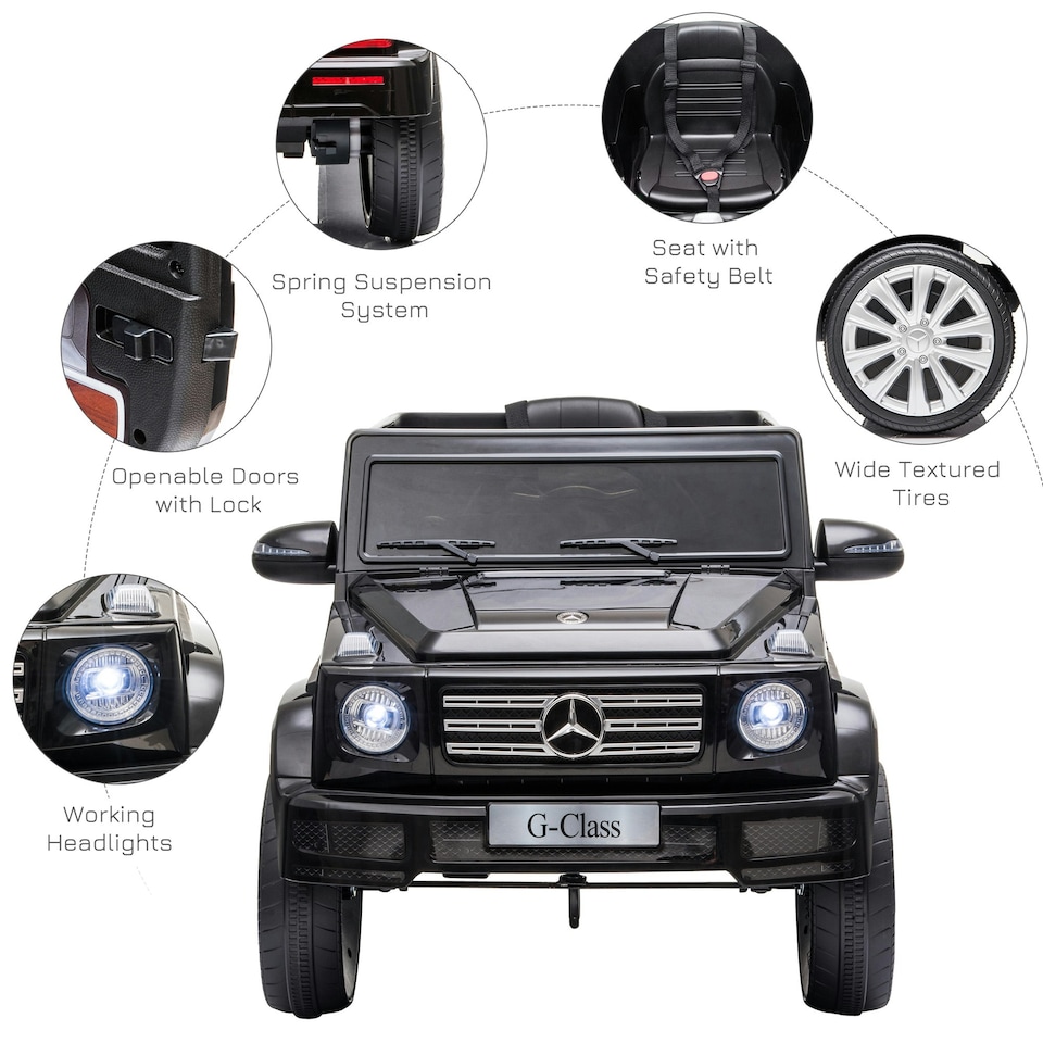 image 1 of HOMCOM Mercedes Benz G500 12V Kids Electric Ride On Car w/ Remote Control Black