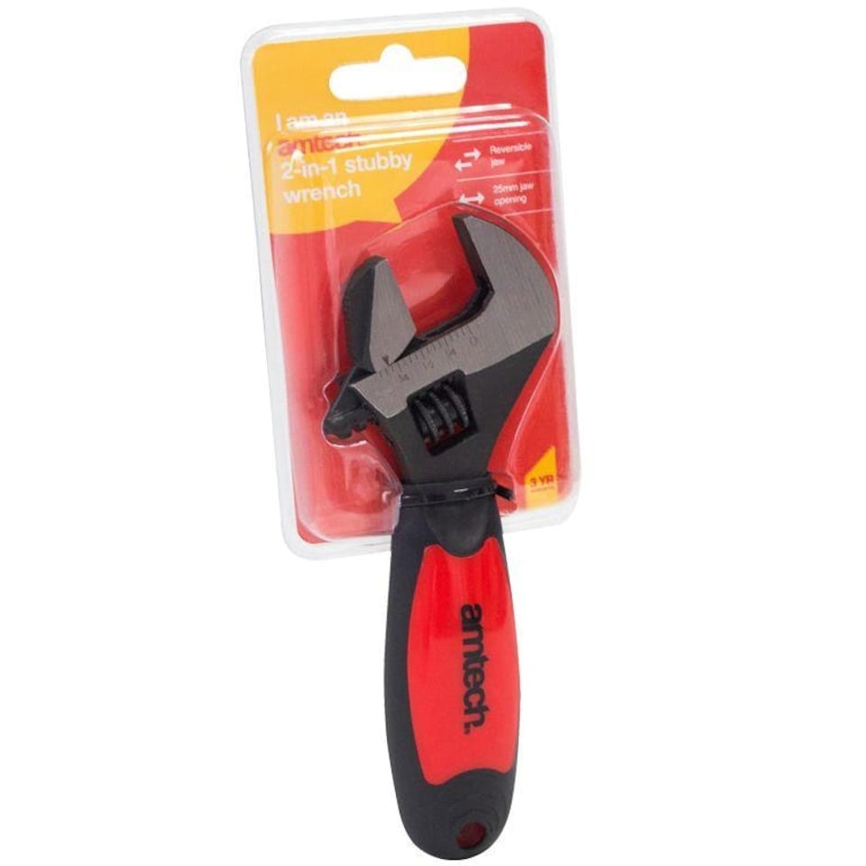 Amtech 2in1 Stubby Pipe / Adjustable Wrench - One Colour - One Size