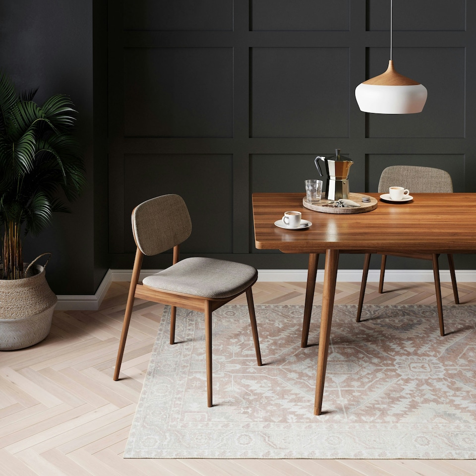 image 1 of KUKOON Neutral Beige Medallion Non Slip Washable Low Pile Rug 200cm x 290cm Cream