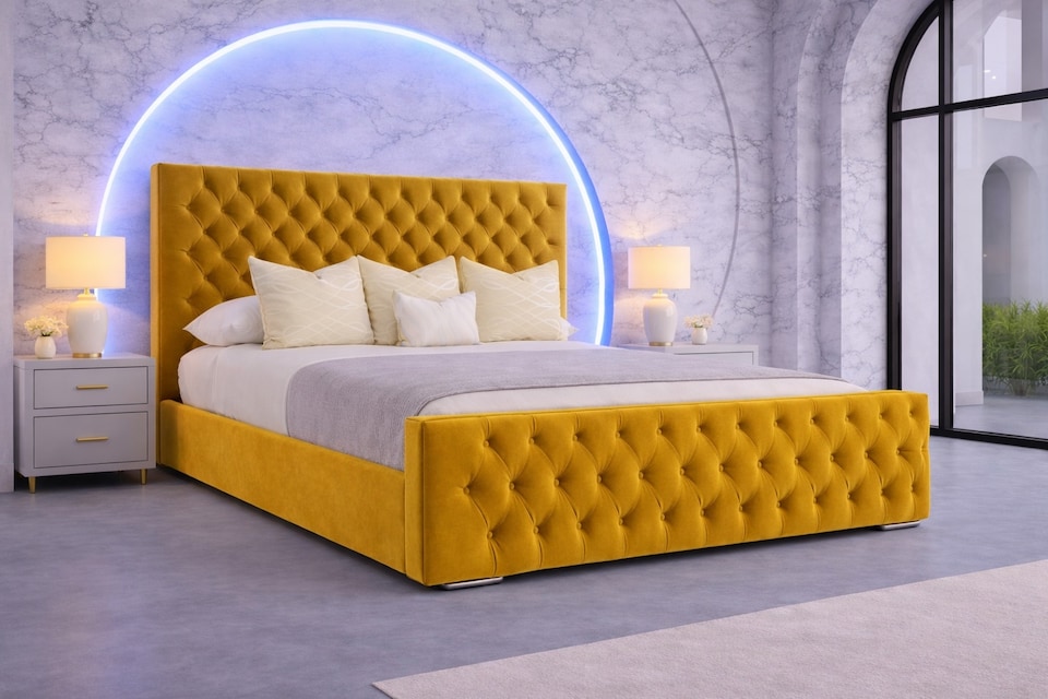 image 1 of The Luxury Duke 4FT6 Double Bed Frame in Mustard Plush