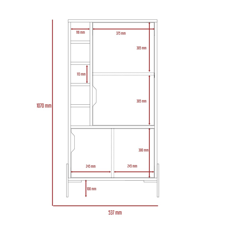 image 1 of Core Products Dallas, Drinks & Storage Bar H107cm x W56.2cm x D41cm White