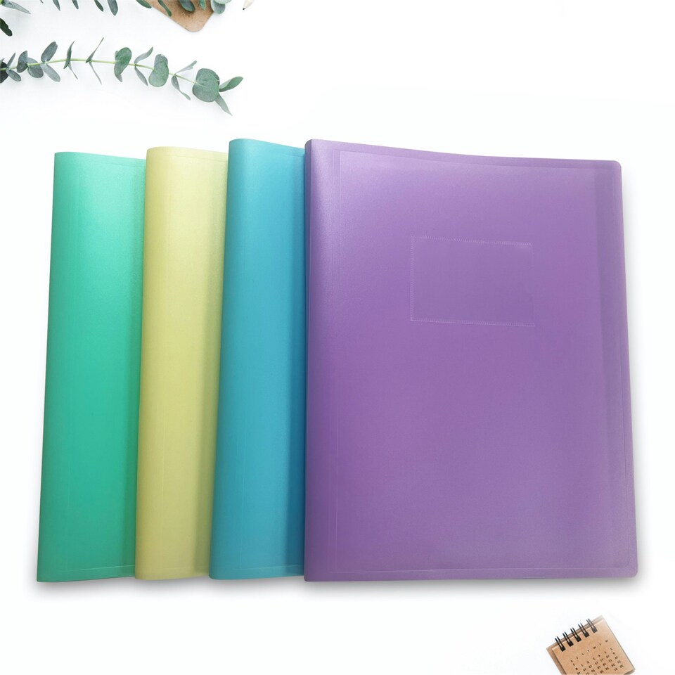 image 1 of A4 Pastel Yellow Coloured Flexicover 20 Pocket Display Book with Card Pocket
