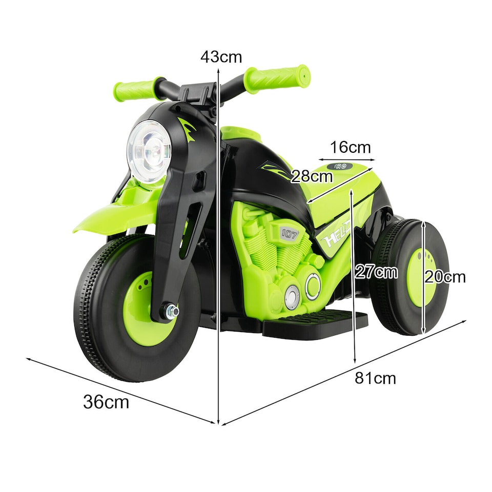 image 1 of COSTWAY 6V Kids Bubble Car Electric Motorcycle Green