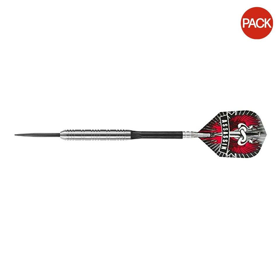 image 1 of Harrows Assassin Tungsten Darts (Pack of 3) - Silver/Black - 24g
