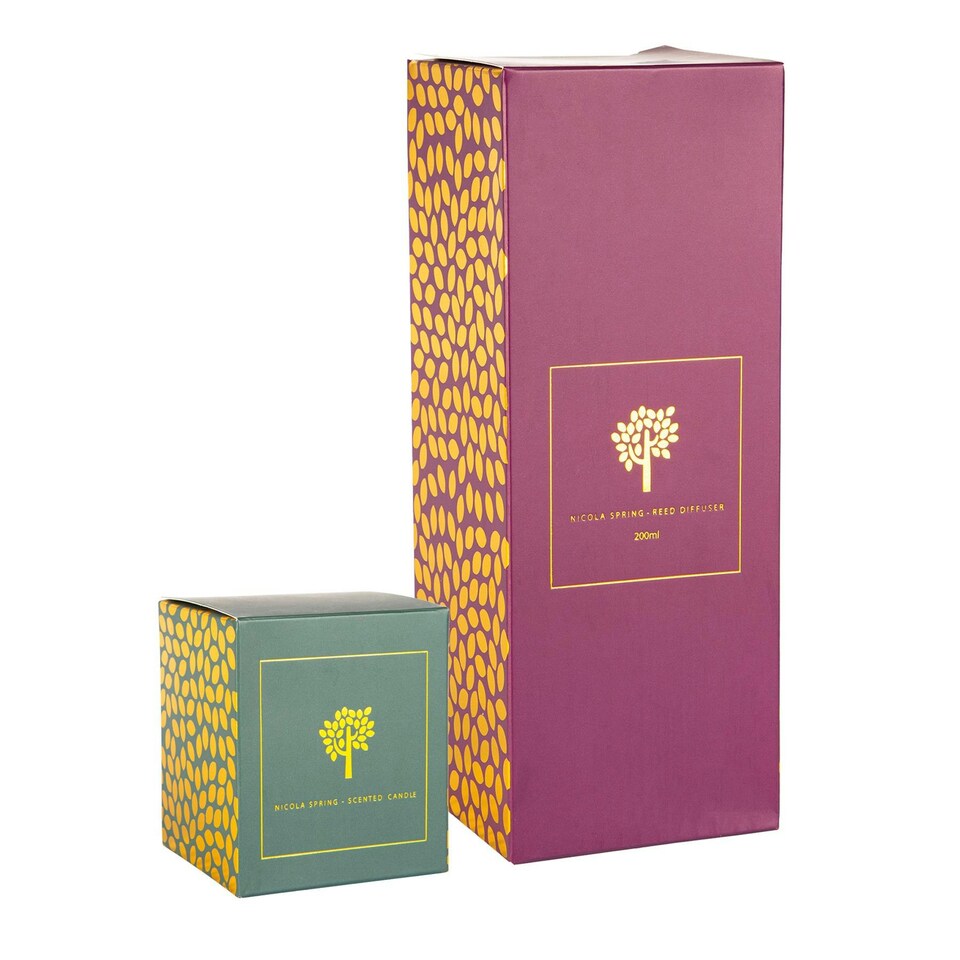 image 1 of Nicola Spring Scented Candle & Reed Diffuser Set - 130g - Sandalwood & Jasmine Orange