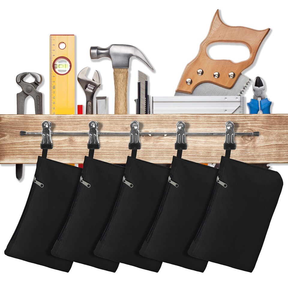 image 1 of Covers&All Tool Bag, 12 Oz Heavy Duty Waterproof Pouch with Sturdy, 7 in L x 11 in W x 7 in H, Black