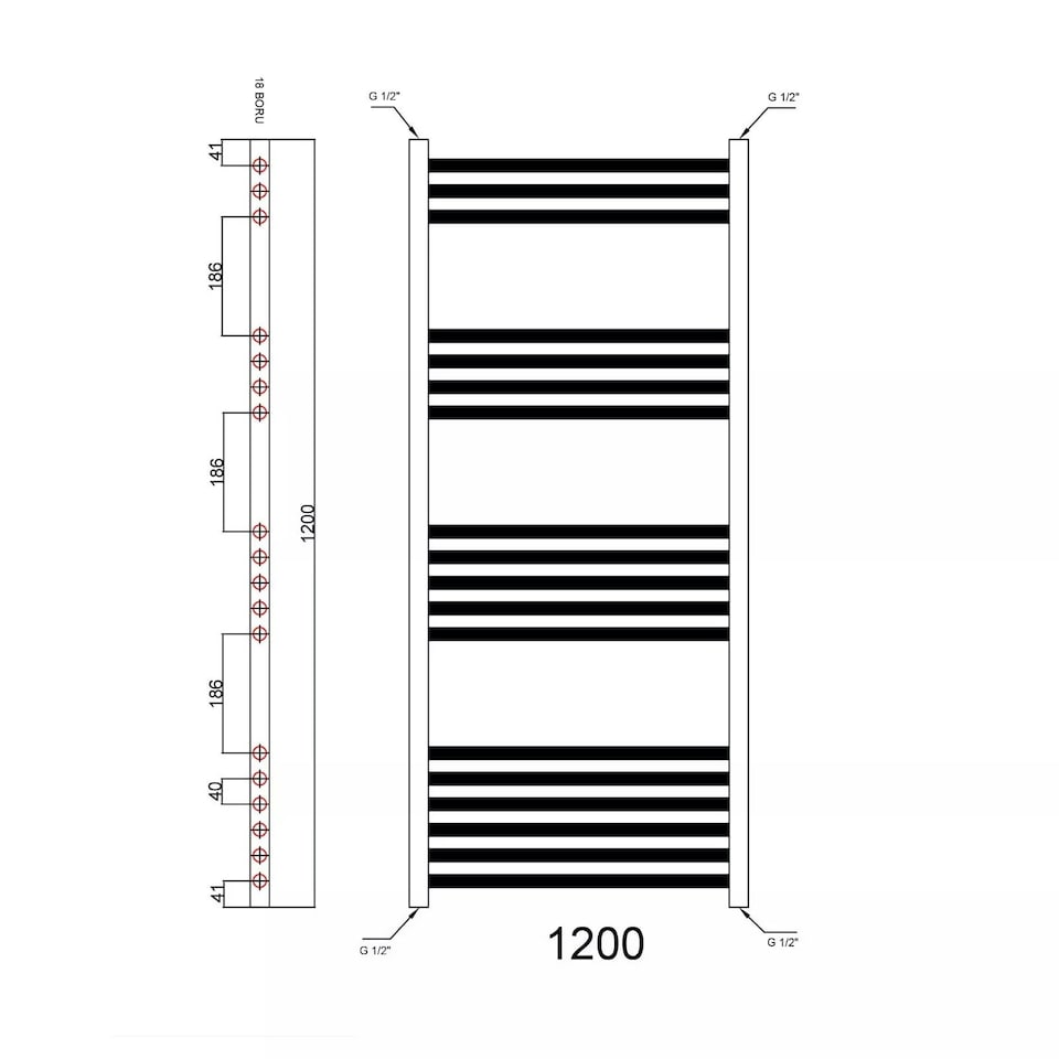 image 1 of Polished Chrome 1200 x 600mm Heated Bathroom Towel Rail Warmer Ladder Radiator with Angled Manual Valves Pair