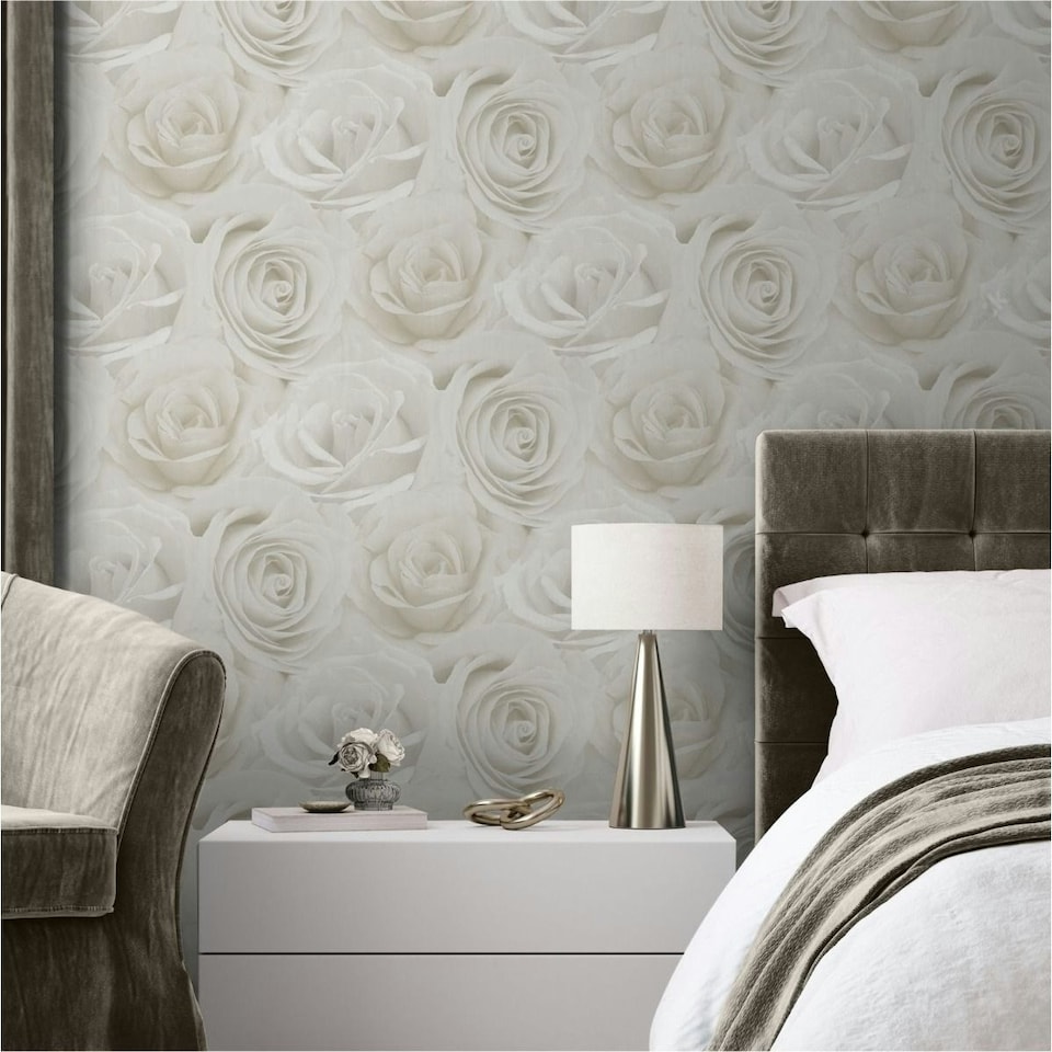 image 1 of World Of Wallpaper Melany Rose Wallpaper - Ivory/Cream - 10m x 53cm Yellow