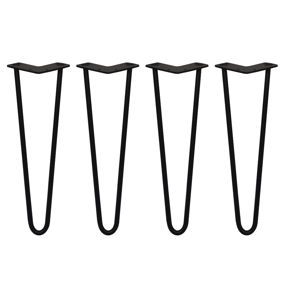 image 1 of 4 x 16" Hairpin Legs - 2 Prong - 12mm - Black