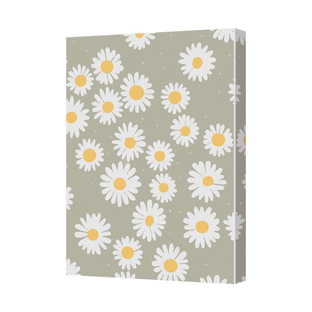 Daisy Print Notebook Floral Journal On Sage Green Background