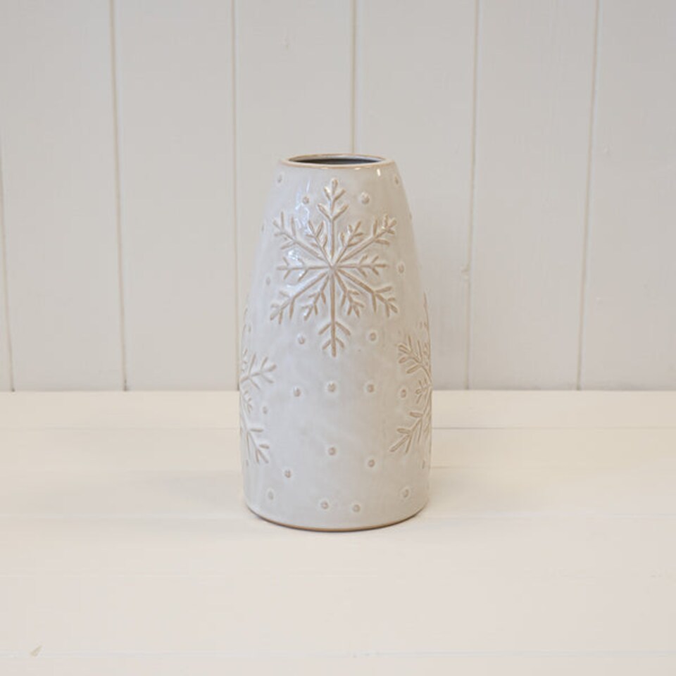 image 1 of Tall Frosted Snowflake Vase