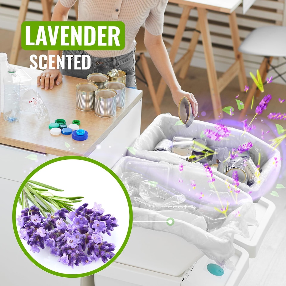 image 1 of Ecobag Lavender Scented Kitchen Drawstring Bin Liners Extra Strong Odour Control