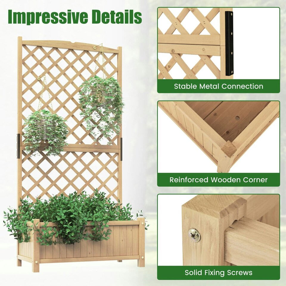 image 1 of COSTWAY Raised Garden Bed Outdoor Plant Container Natural N/A