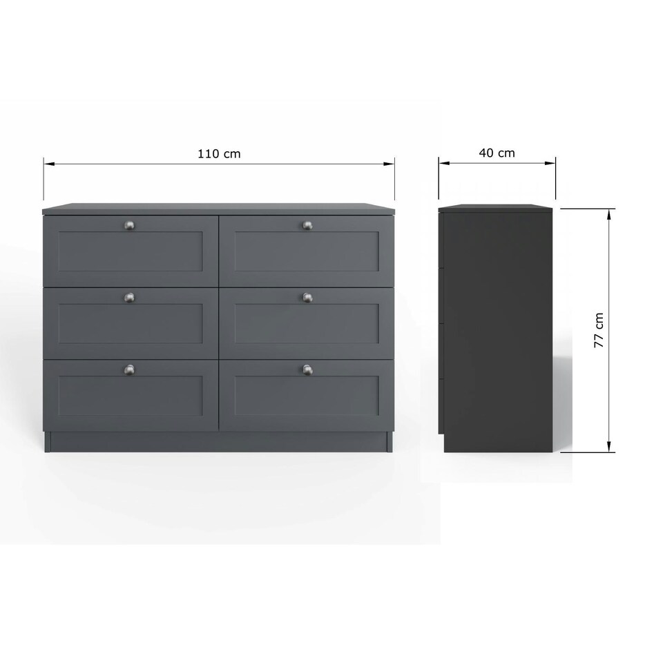 image 1 of FWStyle Artus Shaker 6 Drawer Chest Of Drawers Matt Grey