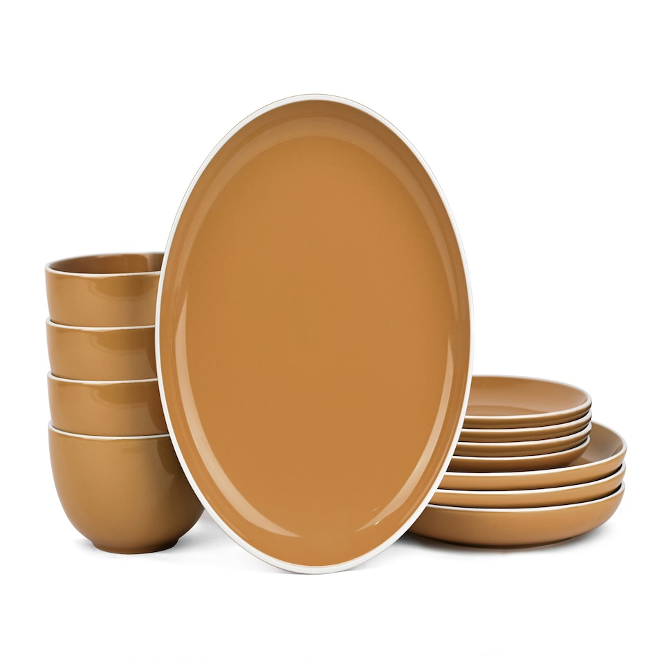 image 1 of 12pc Saffron Yellow Dinner Set