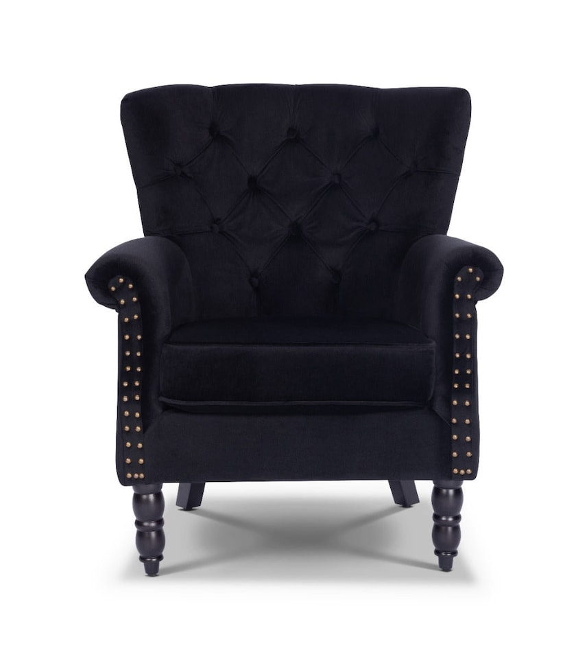 image 1 of Velvet Black Liana Accent Wingback Chair