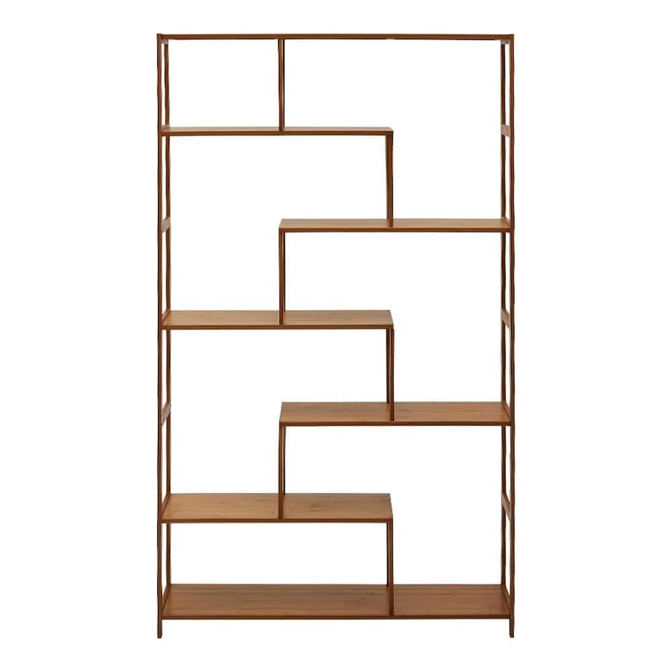 image 1 of Living and Home 7-Tier Wooden Bookcase Display Stand - 99cm W x 25.3cm D x 175cm H | Brown