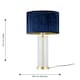 image 8 of Aura - Satin Brass Table Lamp with Navy Blue Pleated Velvet Shade Bronze | Blue