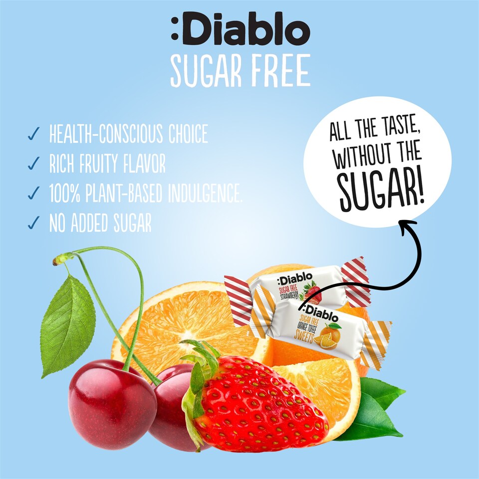 image 1 of Diablo Sugar Free Fruit Toffees 75g 6 Pack