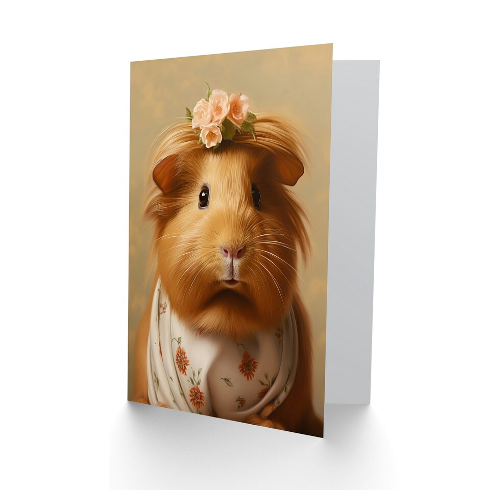 image 1 of Cute Dressed Up Guinea Pig Thank You Kids Child Art Card