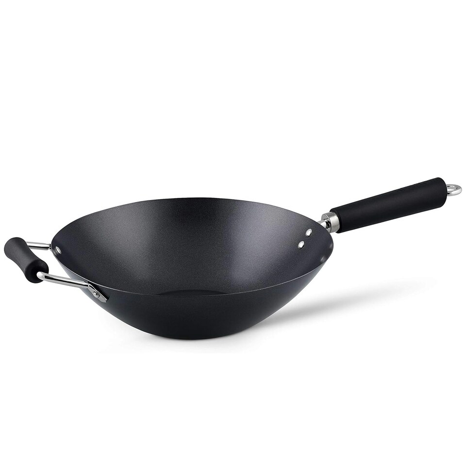 image 1 of Ken Hom Excellence 31cm Non-Stick Carbon Steel Wok