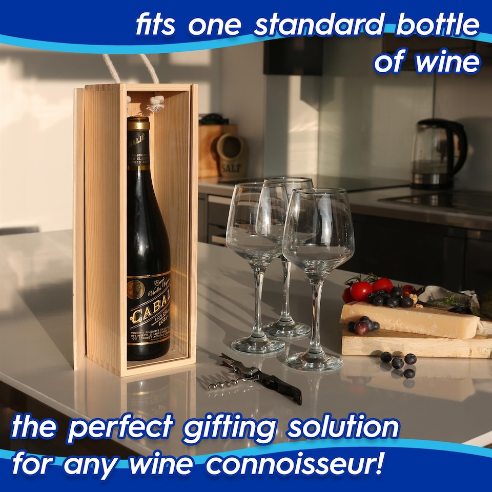 image 1 of Harbour Housewares 2pc Wooden Wine Box Set with Corkscrew - Natural