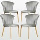 image 7 of Set of 4 Elsa Velvet Dining Chairs with Wooden Legs, Curved Back & Comfortable Seating Black