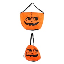 Single Orange Pumpkin Halloween Bag with Drawstring
