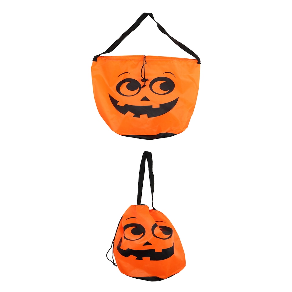 image 1 of Single Orange Pumpkin Halloween Bag with Drawstring