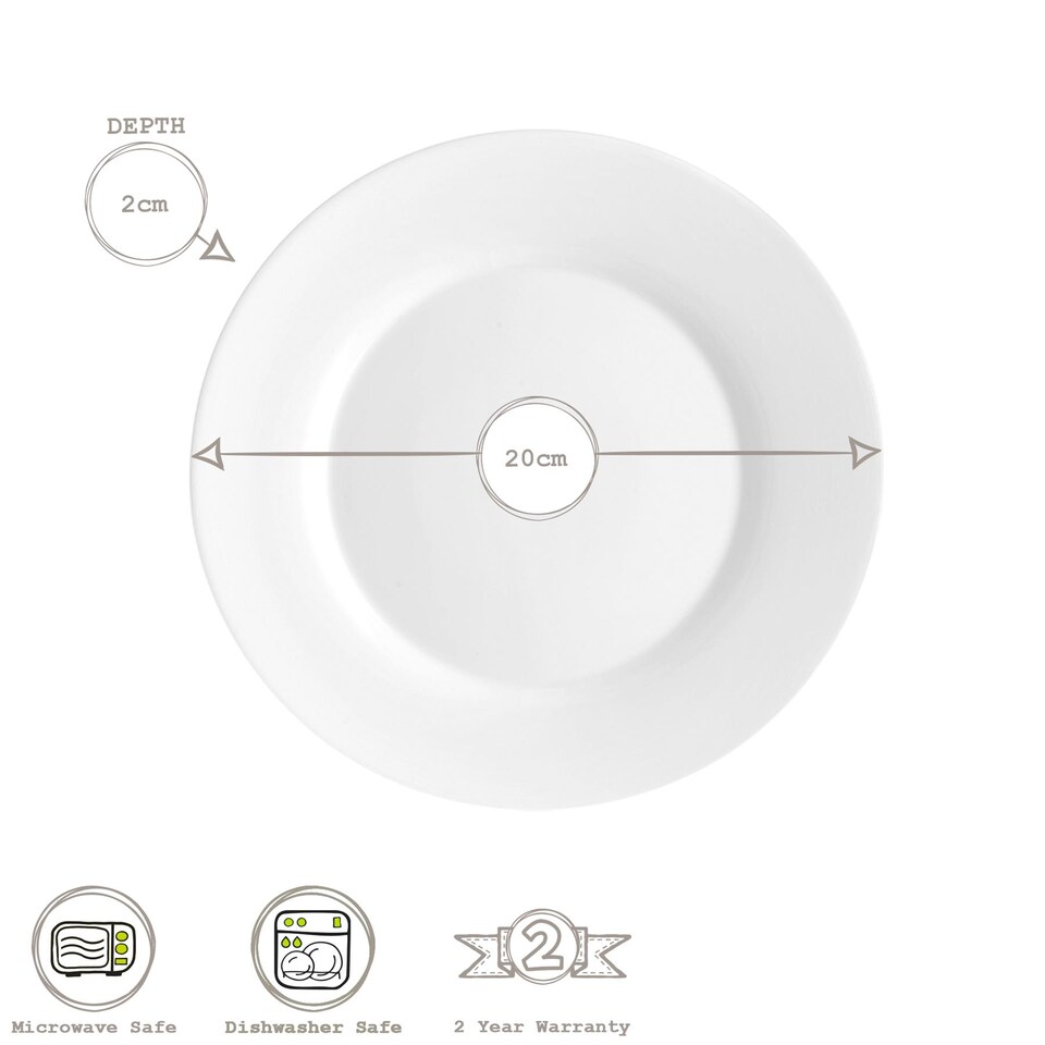 image 1 of Bormioli Rocco Toledo Glass Dessert Plates - 20cm - White - Pack of 6 | White | White
