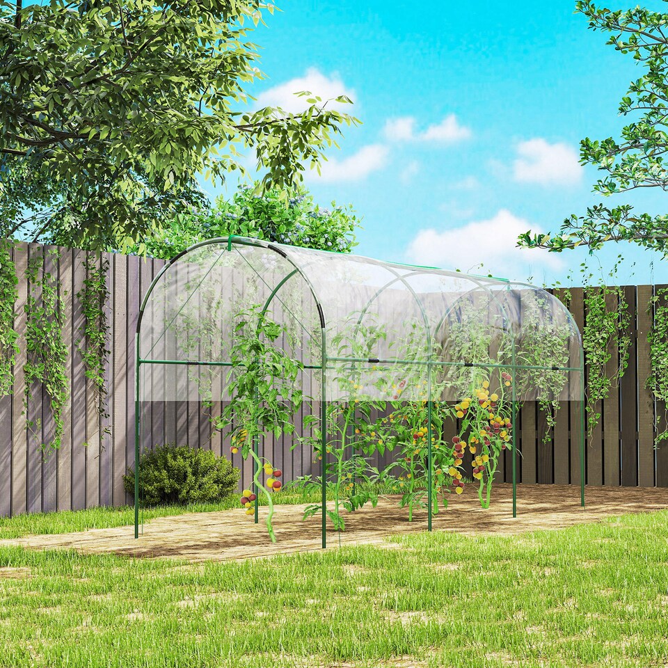 image 1 of Outsunny Tomato Greenhouse with Top Tap, Pointed Bottom and Guy Ropes, Clear