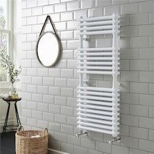 500mm (H) x 1000mm (W) Vertical Bathroom Towel Radiator - (Sailsbury - White) - (0.5m x 1.0m)