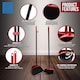 image 6 of Long Handled Dustpan and Brush Set Upright Sweeping Broom with Built-In Bristle Cleaner