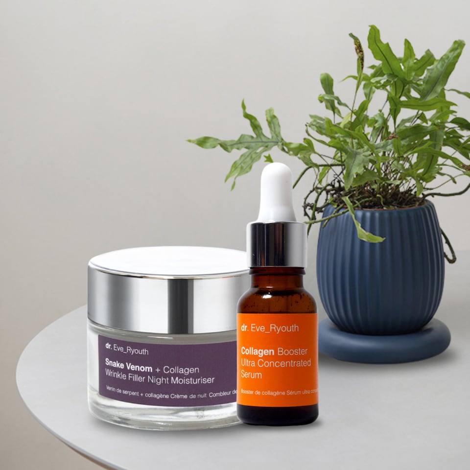 image 1 of Dr. Eve_Ryouth Snake Venom + Collagen Wrinkle Filler Night Moisturiser 50ml & Collagen Booster Ultra Concentrated Serum 15ml