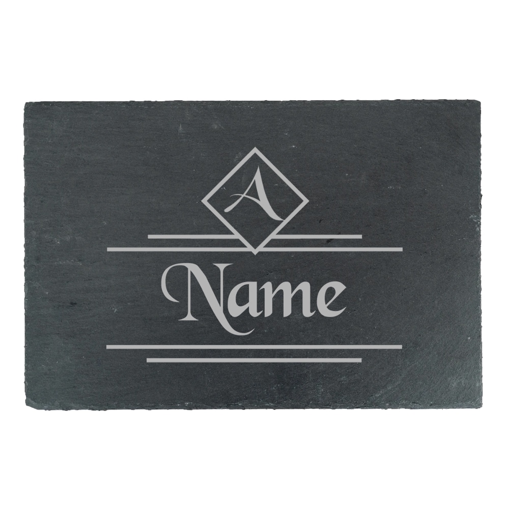 Uniqueful Personalised Name & Initial Design Rectangular Slate Cheeseboard in Black | Size: 1 Pack