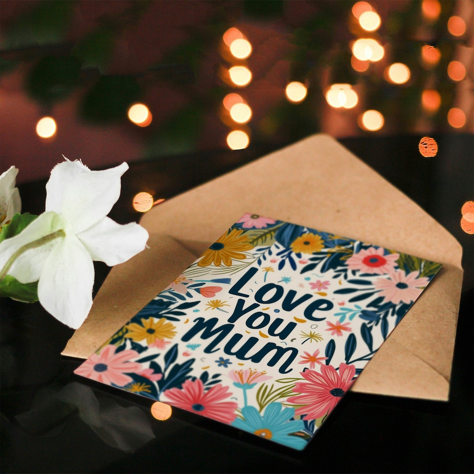 image 1 of Mothers Day Card Love You Bright Floral Flowers Mum Card