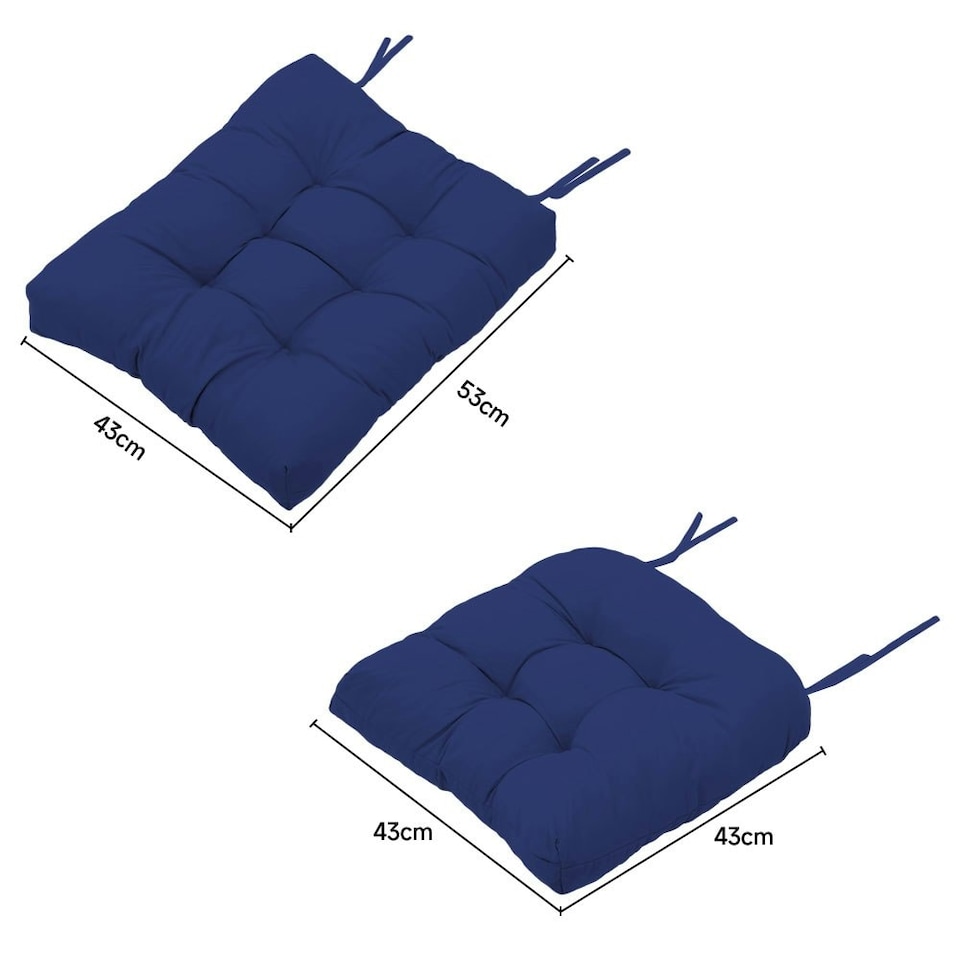 image 1 of Living and Home Set of 2 Outdoor Lounge Chair Cushions, Navy Blue