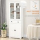 image 6 of HOMCOM Kitchen Cupboard, Freestanding Storage Cabinet with 2 Adjustable Shelves, Drawer and Glass Door for Living Room, Dining Room, 160cm, White