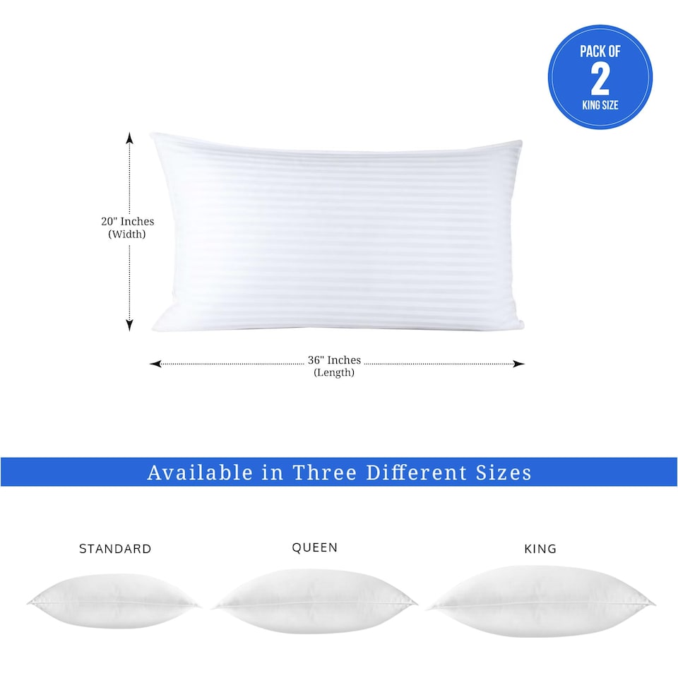 image 1 of Covers&All Bed Pillows for Sleeping pack of 2,Microfiber Pillow for Side Sleepers, Pack of 2 x Pack of 2, White