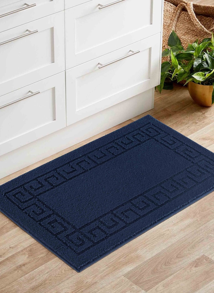 image 1 of Ivy Washable Greek Key Design Anti Slip Doormats - Runners