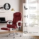 image 3 of Neo Office Chair Brown Faux Leather with Massage Function & Footrest | Red