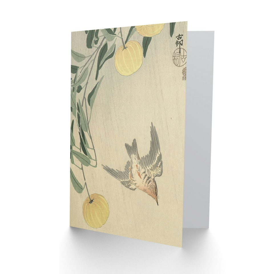 image 1 of Ohara Koson Cuckoo In The Rain Bird Japanese Painting Greeting Card