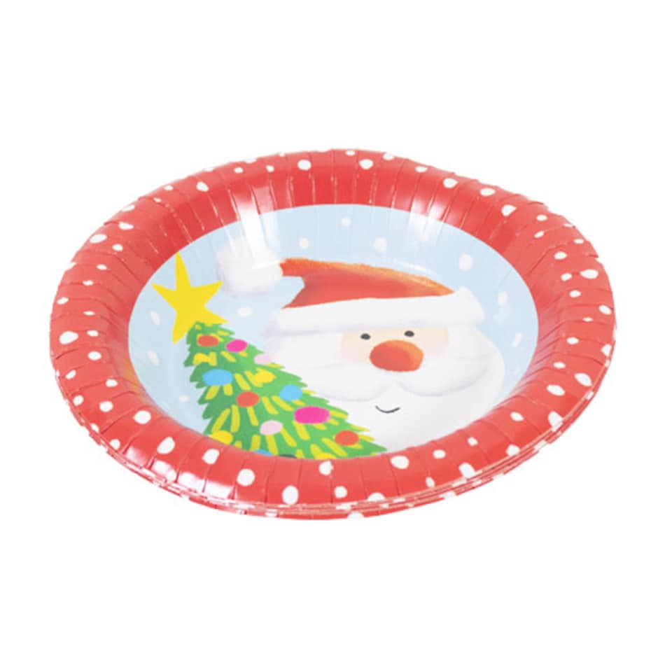 image 1 of Santa Claus Christmas Round Paper Bowls 16.5cm - Pack of 6