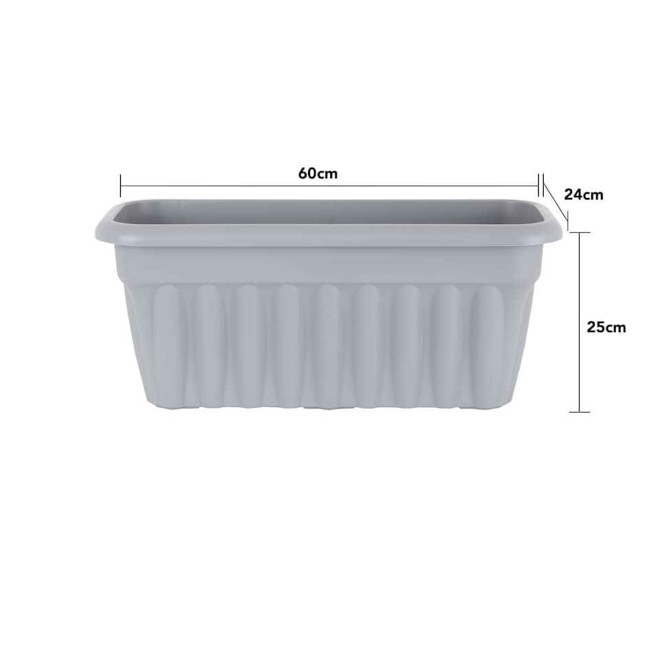 image 1 of Wham Vista 2 x 60cm Rectangular Plastic Garden Troughs | Grey | Upcycle Grey