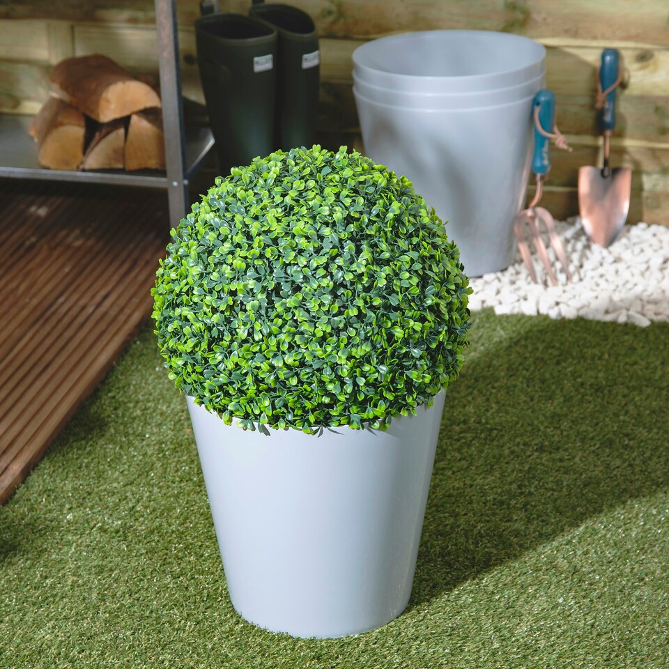 image 1 of Studio 4x 30cm Round Plastic Planter Grey